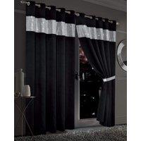 New Edge Blinds Diamante Blackout Eyelet Curtains in Black, 167cm x 228cm in Black | Size: 167 cm width x 137 cm drop
