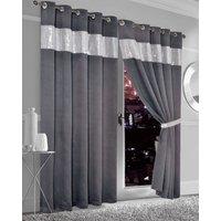 New Edge Blinds Diamante Blackout Eyelet Curtains in Black, 167cm x 228cm in Charcoal | Size: 167 cm width x 183 cm drop