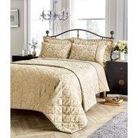 New Edge Blinds Savoy Woven Jacquard Duvet Set in Gold - King in Metallic Gold | Size: Super King