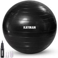 Kayman Exercise Ball (Charcoal Storm) - Anti-Burst System, Non-Slip Rings in Black | Size: 65 cm