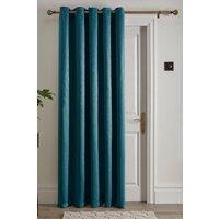Fusion 'Strata' Dim out woven Eyelet Single Panel Door Curtain in Dark Green | Size: 168 cm width x 214 cm drop