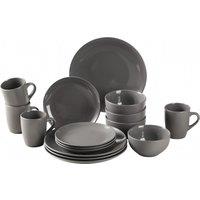 simpa 16PC Grey Glazed Ceramic Stoneware Dinner Set
