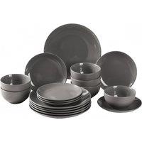 simpa 18PC Grey Glazed Ceramic Stoneware Dinner Set