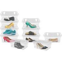 simpa 12L Plastic Shoe Storage Boxes - Set of 10 in Clear