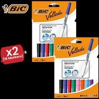 Bic Velleda 1741 Whiteboard Drywipe Assorted Marker - Pack of 8 - 2 Packs