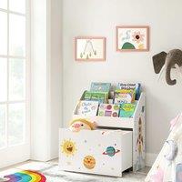 SONGMICS Kids Toy Storage & Bookshelf with Wheels & Shelves