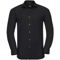 Russell Collection Men's Ultimate Stretch Long-Sleeved Formal Shirt in Black | Size: Large