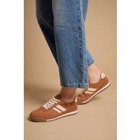 Oasis Women's Penny Faux Suede Lace Up Trainers in Tan | Size: 8