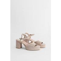 Oasis Women's Carolynne Faux Suede Block Heel Open Toe Platform Sandals in Light Pink | Size: 8