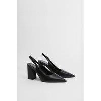 Oasis Women's Nicola Faux Patent Leather Slingback Pointed Court Shoes in Black | Size: 4