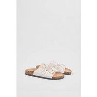 Oasis Women's Lorleese Lace Double Boucle Footbed Sandals in White | Size: 4