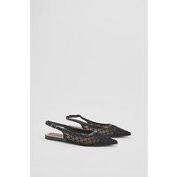 Oasis Women's Gemma Mesh Slingback Pointed Flat Shoes in Black | Size: 4