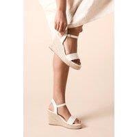 Dorothy Perkins Women's Cybele Faux Leather High Espadrille Wedge Sandals in White | Size: 6