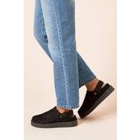 Dorothy Perkins Women's Zinnias Faux Slingback Closed Toe Cosy Mules in Natural Black | Size: 6