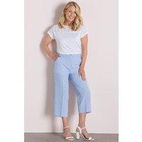 Anna Rose Women's Seersucker Stripe Cropped Trousers in Blue | Size: 22