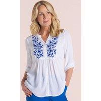 Anna Rose Women's Embroidered Blouse in White | Size: 20