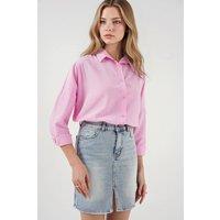 Big Dart Women's High Waist Denim Mini Skirt with Pockets in Light Blue | Size: Medium