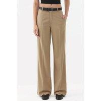 Hiccup Women's Viscose Blend Straight Leg Pants in Medium Beige | Size: XL