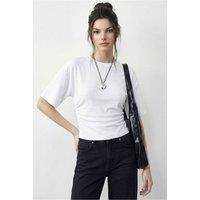 Bianco Lucci Women's Regular Fit Crew Neck T-Shirt in White | Size: Small