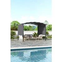 Garden Sanctuary Retractable Arc-Shaped Steel Pergola with Canopy in Black