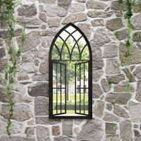 Berkfield Home Garden Mirror Black 100x45 cm Iron for Outdoor Use