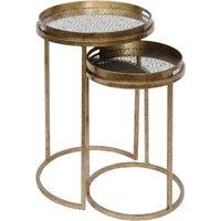 Libra Interiors Vienna Antique Gold Diamond Set Of 2 Side Tray Tables