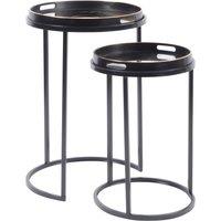 Libra Interiors Gold Swirl Set of 2 Side Tray Tables