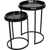 Libra Interiors Vesuvius Black & Gold Set of 2 Side Tray Tables