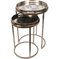 Libra Interiors Palm Tree Set Of 2 Side Tray Tables in Gold