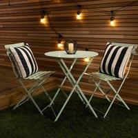 Charles Bentley 3 Piece Metal Bistro Set Garden Patio Table 2 Chairs - 6 Colours in Green
