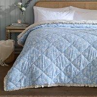 Wylder Amelia 100% Cotton Floral Quilted Bedspread in Blue | Size: King