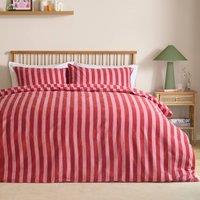 Furn Dual Tone Striped Reversible Duvet Cover Set in Pink | Size: King