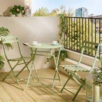 VonHaus 2 Person Folding Garden Bistro Table & Chairs Set in Light Green | Size: 1 Pack