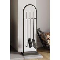 Home Discount Fire Vida 4 Piece Arc Companion Set Indoor Outdoor Fireplace Tool in Black