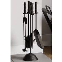 Home Discount Fire Vida 5 Piece Malham Companion Set Indoor Outdoor Fireplace Tool Set in Black