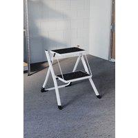 Home Discount Home Vida 2 Step Folding Stool Anti-Slip Mat in White
