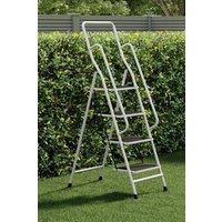 Home Discount Home Vida 4 Step Folding Ladder With Handrail Anti-Slip Mat in White