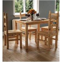 Home Discount Vida Designs Corona 4 Seater Dining Set Solid Pine Kitchen Furniture in Brown