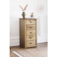 Home Discount Vida Designs Panama Solid Pine 5 Drawer Narrow Chest Storage Bedroom Furnuiture in Brown
