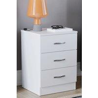Home Discount Vida Designs Riano 3 Drawer Bedside Cabinet Chest of Drawers in White