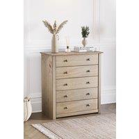 Home Discount Vida Designs Panama Solid Pine 5 Drawer Chest Storage Bedroom Furniture in Brown