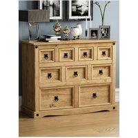 Home Discount Vida Designs Corona 4+3+2 Solid Wood Drawer Merchant Chest Storage Bedroom Furniture in Brown