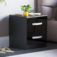 Home Discount Vida Designs Hulio 2 GLOSS DRAWERS Bedside Cabinet Bedroom Furniture in Black