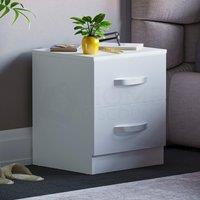 Home Discount Vida Designs Hulio 2 GLOSS DRAWERS Bedside Cabinet Bedroom Furniture in White