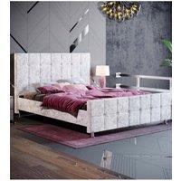 Home Discount Vida Designs Valentina King Size Bed Frame Velvet Fabric UKFR Storage in Silver