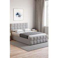 Home Discount Vida Designs Valentina Double Ottoman Bed Frame Velvet Fabric UKFR in Light Grey