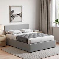 Home Discount Vida Designs Veronica King Size Ottoman Bed Silver UKFR Velvet Fabric in Light Grey