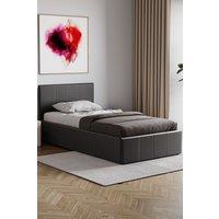 Home Discount Vida Designs Lisbon Single Ottoman Faux Leather Bed Frame UKFR Fabric in Black