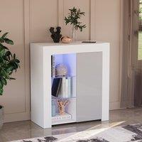 Home Discount Vida Designs Azura 1 Door LED Sideboard Cabinet Storage Living Room Furniture 830 x 750 x 350 mm in Grey
