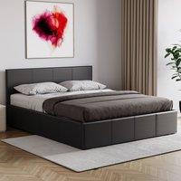 Home Discount Vida Designs Lisbon King Size Ottoman Leather Bed Frame UKFR Fabric in Black